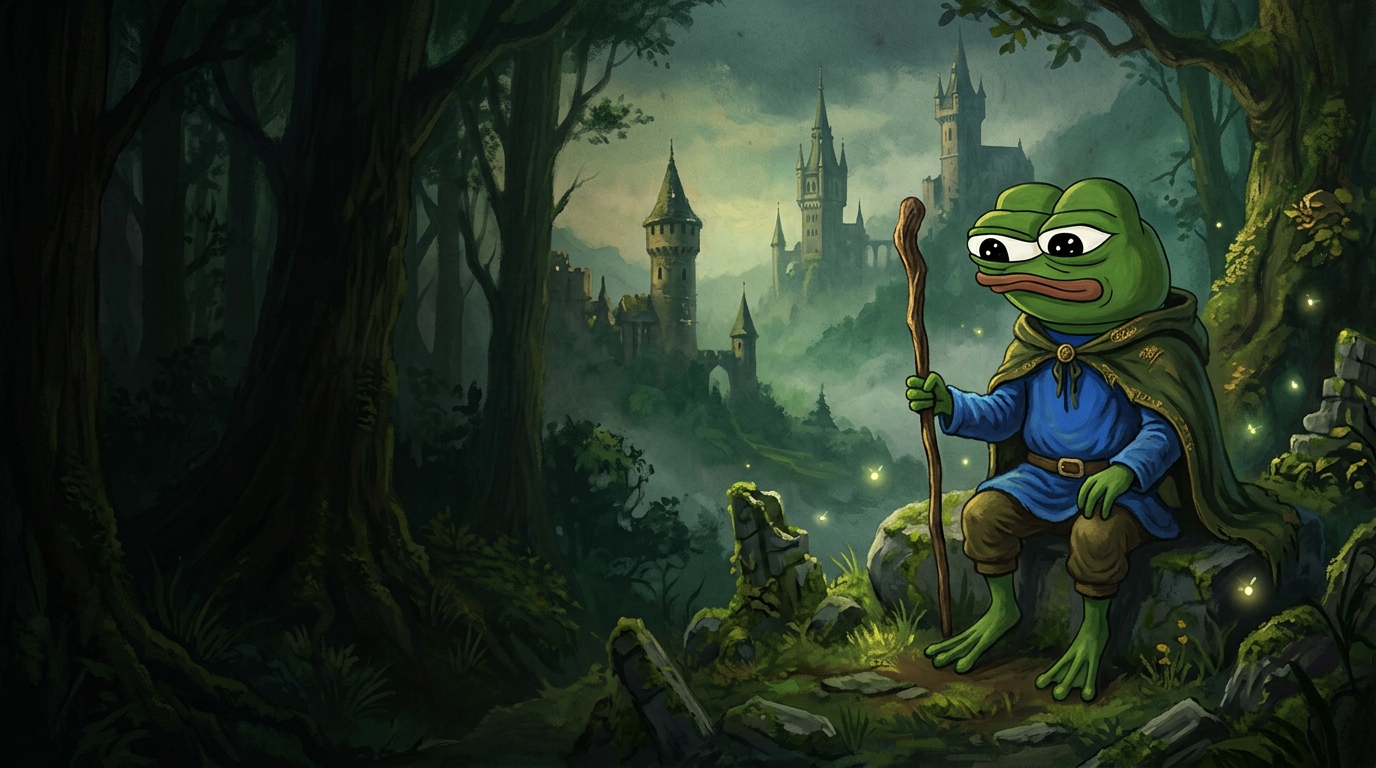 Apu in an enchanted forest overlooking an ancient castle